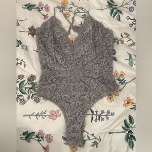 Flirty gray lace bodysuit, never worn